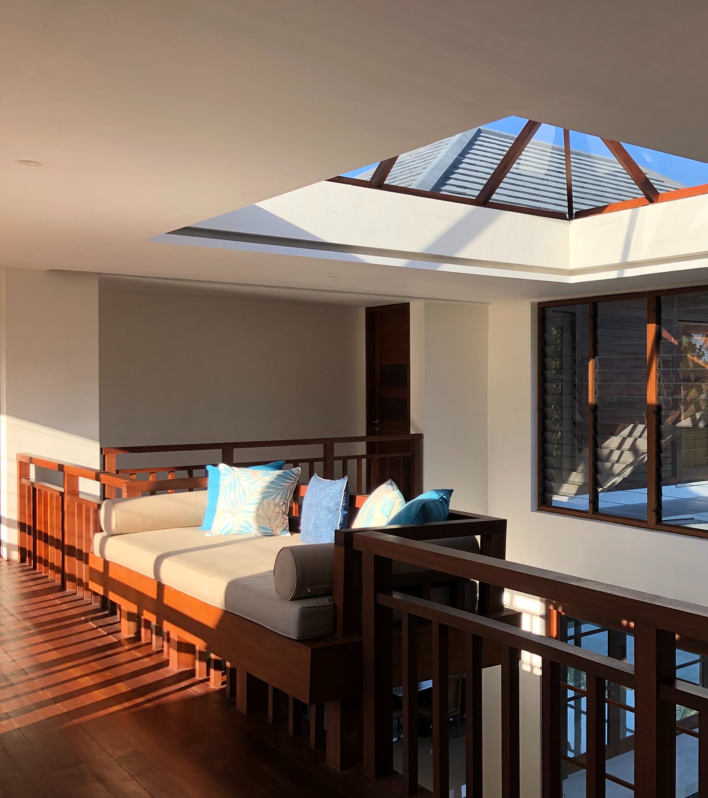 Skylight daybed in golden hour